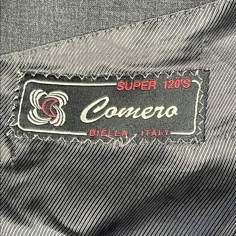 Vintage Longchamp Paris Comero Super 120s Wool Dark Gray Suit Jacket Blazer